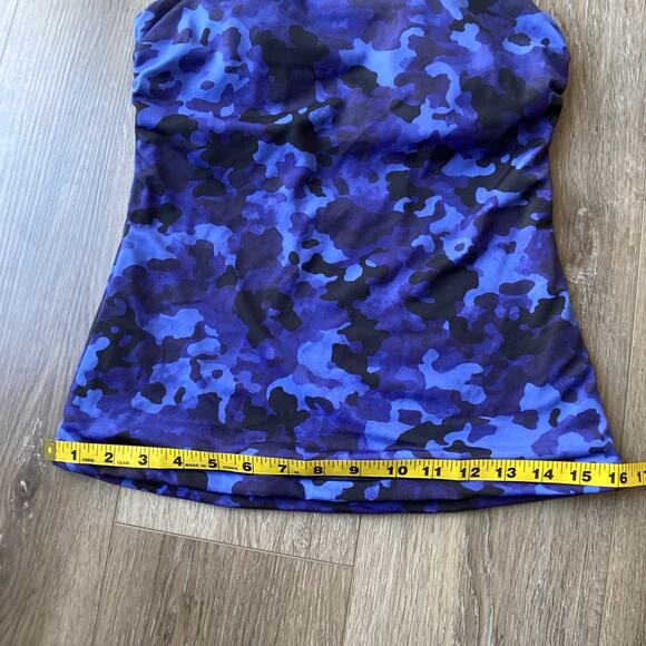 Athleta Maldives Bra Cup Tankini Sz 38 B/C Bottoms Sz S Blue Black Camo - Picture 14 of 16